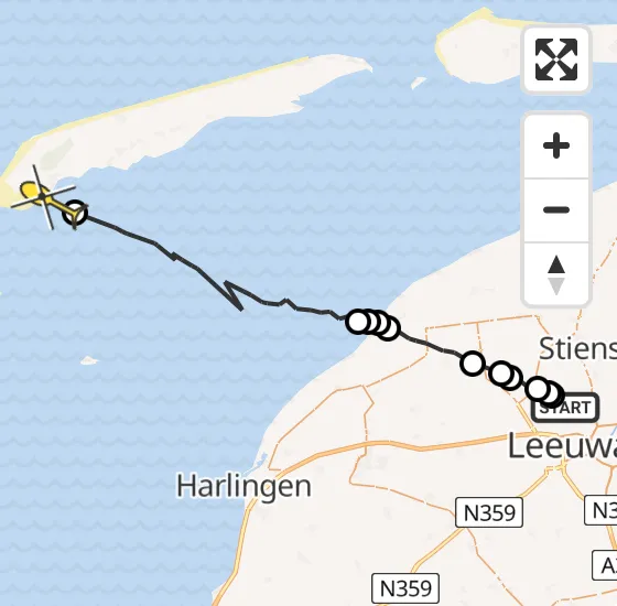 Vlucht Ambulancehelikopter PH-OOP van Vliegbasis Leeuwarden naar West-Terschelling op vrijdag 27 september 2024 17:00