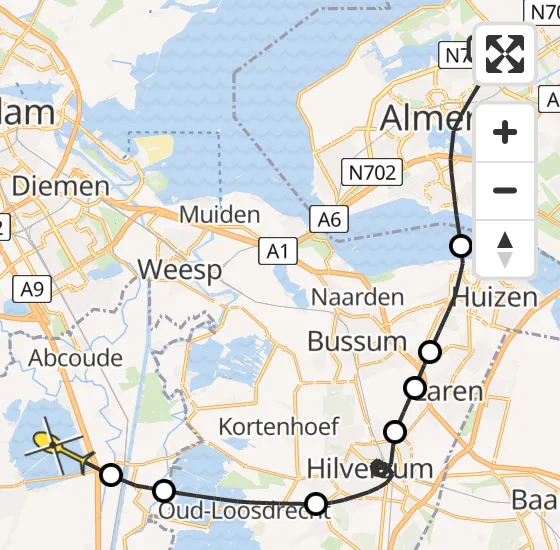 Vlucht Politiehelikopter PH-PXE van Almere naar Vinkeveen op vrijdag 27 september 2024 20:45