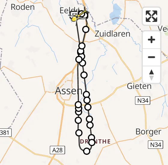 Vlucht Traumahelikopter PH-TTR van Groningen Airport Eelde naar Groningen Airport Eelde op vrijdag 27 september 2024 20:53