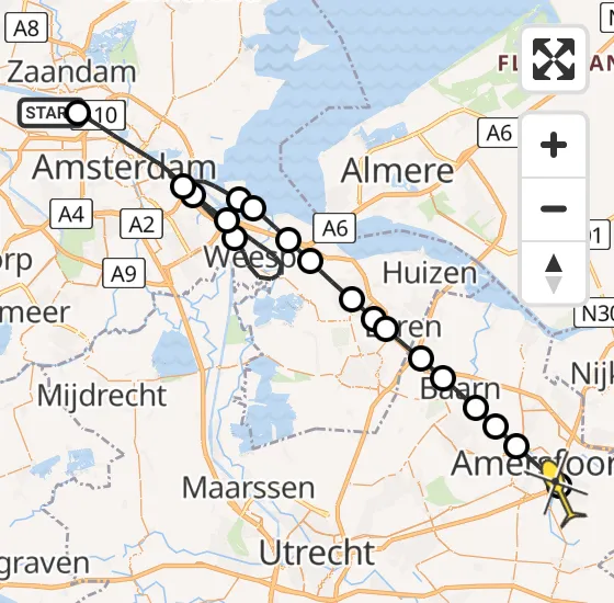 Vlucht Traumahelikopter PH-LLN van Amsterdam Heliport naar Leusden op vrijdag 27 september 2024 22:14