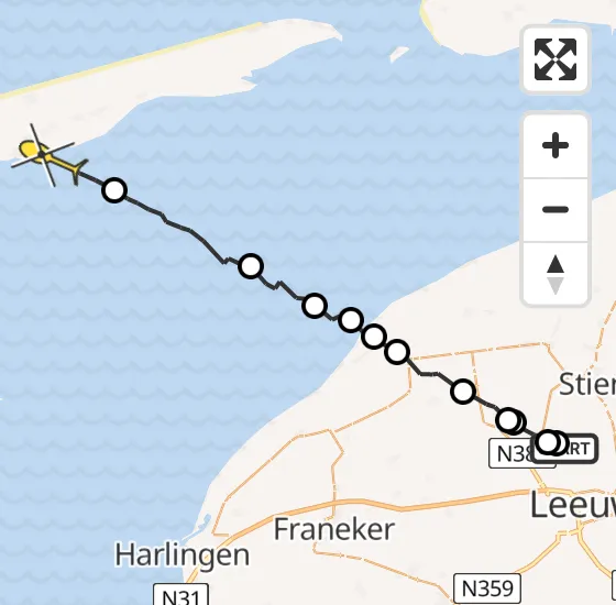 Vlucht Ambulancehelikopter PH-OOP van Leeuwarden naar Formerum op zaterdag 28 september 2024 0:12