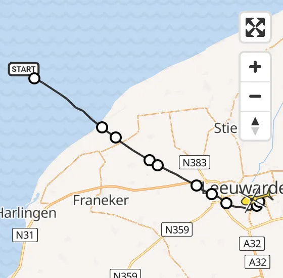 Vlucht Ambulancehelikopter PH-OOP van Oosterend naar Leeuwarden op zaterdag 28 september 2024 0:54