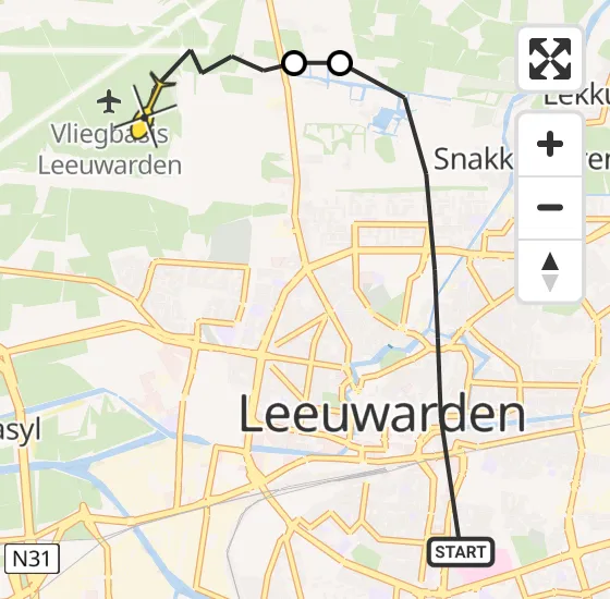 Vlucht Ambulancehelikopter PH-OOP van Leeuwarden naar Vliegbasis Leeuwarden op zaterdag 28 september 2024 1:37