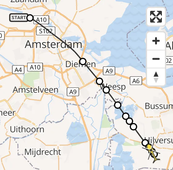 Vlucht Traumahelikopter PH-LLN van Amsterdam Heliport naar Vliegveld Hilversum op zaterdag 28 september 2024 7:02