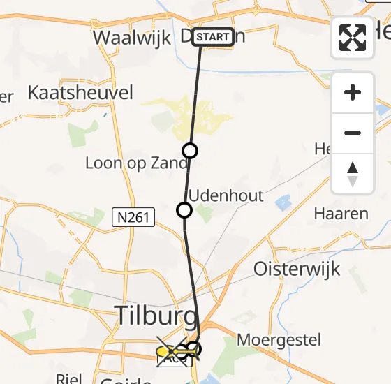 Vlucht Traumahelikopter PH-DOC van Drunen naar Tilburg op zaterdag 28 september 2024 9:06