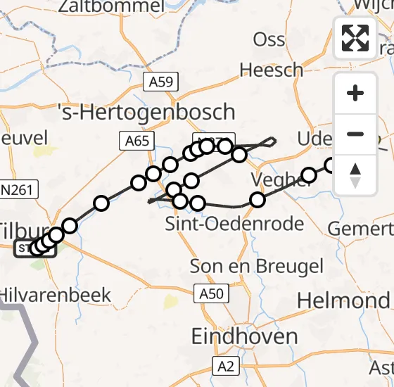 Vlucht Traumahelikopter PH-DOC van Tilburg naar Vliegbasis Volkel op zaterdag 28 september 2024 9:39