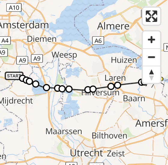 Vlucht Politiehelikopter PH-PXB van Amstelveen naar Bunschoten-Spakenburg op zaterdag 28 september 2024 10:12