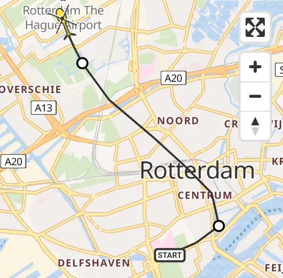 Vlucht Traumahelikopter PH-HVB van Erasmus MC naar Rotterdam The Hague Airport op zaterdag 28 september 2024 11:36