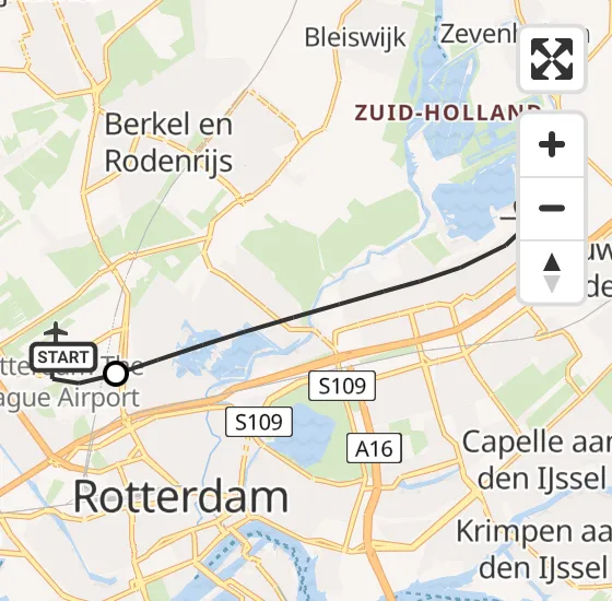 Vlucht Traumahelikopter PH-HVB van Rotterdam The Hague Airport naar Rotterdam op zaterdag 28 september 2024 12:05