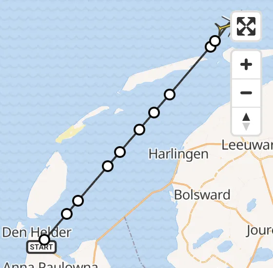 Vlucht Kustwachthelikopter PH-SAR van Vliegveld De Kooy naar  op zaterdag 28 september 2024 14:20