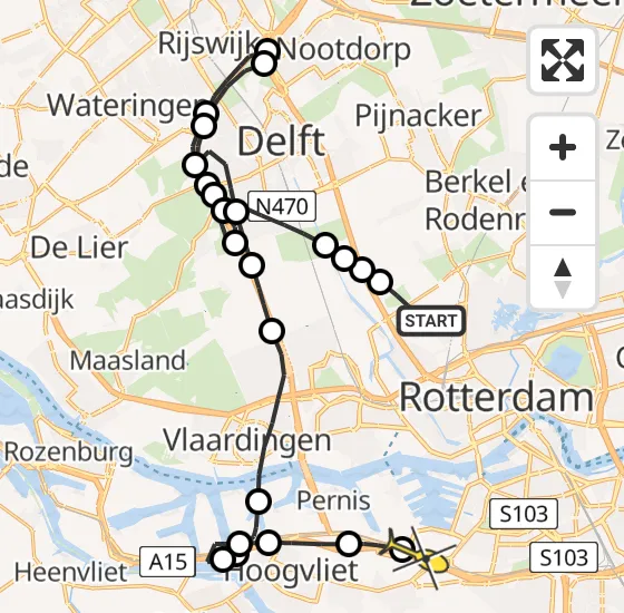 Vlucht Traumahelikopter PH-HVB van Rotterdam The Hague Airport naar Rotterdam op zaterdag 28 september 2024 15:05