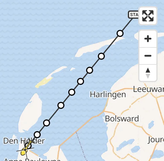 Vlucht Kustwachthelikopter PH-SAR van  naar Vliegveld De Kooy op zaterdag 28 september 2024 15:36