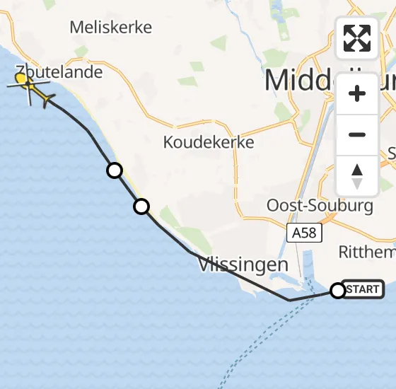 Vlucht Kustwachthelikopter PH-NCG van Ritthem naar Vlissingen op zaterdag 28 september 2024 15:42