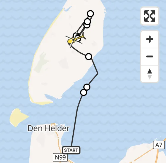 Vlucht Politiehelikopter PH-PXA van Den Helder naar De Cocksdorp op zaterdag 28 september 2024 16:02