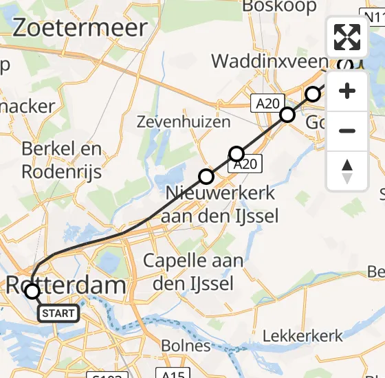 Vlucht Traumahelikopter PH-HVB van Erasmus MC naar Reeuwijk op zaterdag 28 september 2024 16:07