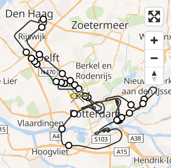 Vlucht Politiehelikopter PH-PXD van Delfgauw naar Rotterdam The Hague Airport op zaterdag 28 september 2024 16:43