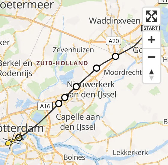 Vlucht Traumahelikopter PH-HVB van Reeuwijk naar Erasmus MC op zaterdag 28 september 2024 17:00