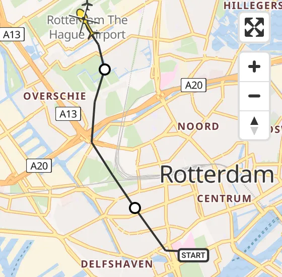 Vlucht Traumahelikopter PH-HVB van Erasmus MC naar Rotterdam The Hague Airport op zaterdag 28 september 2024 17:36