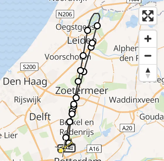 Vlucht Traumahelikopter PH-HVB van Rotterdam The Hague Airport naar Rotterdam The Hague Airport op zaterdag 28 september 2024 18:21