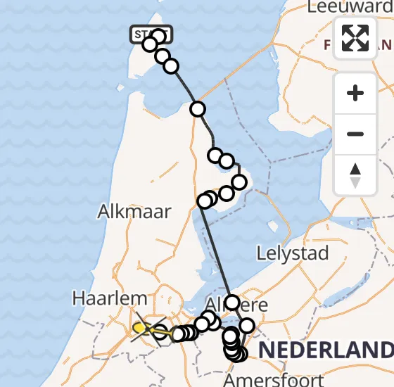 Vlucht Politiehelikopter PH-PXA van Texel International Airport naar Amstelveen op zaterdag 28 september 2024 18:31