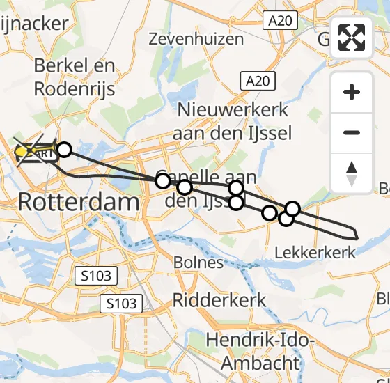 Vlucht Traumahelikopter PH-HVB van Rotterdam The Hague Airport naar Rotterdam The Hague Airport op zaterdag 28 september 2024 18:48