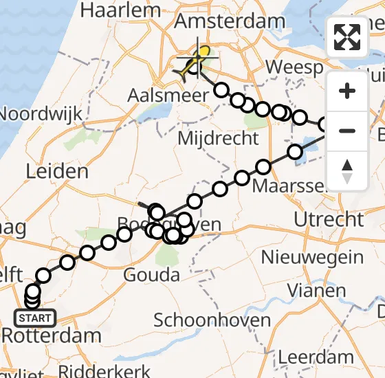 Vlucht Politiehelikopter PH-PXD van Rotterdam The Hague Airport naar Schiphol op zaterdag 28 september 2024 19:26