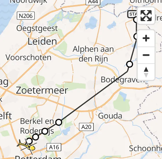 Vlucht Politiehelikopter PH-PXB van Nieuwveen naar Rotterdam The Hague Airport op zaterdag 28 september 2024 21:07