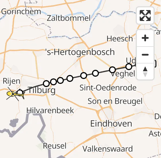 Vlucht Traumahelikopter PH-DOC van Vliegbasis Volkel naar Gilze op zaterdag 28 september 2024 21:25