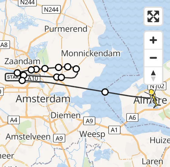 Vlucht Traumahelikopter PH-LLN van Amsterdam Heliport naar Almere op zaterdag 28 september 2024 22:39