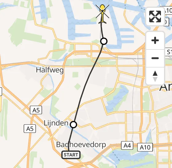 Vlucht Traumahelikopter PH-LLN van Badhoevedorp naar Amsterdam Heliport op zondag 29 september 2024 0:44