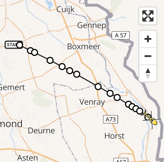 Vlucht Traumahelikopter PH-DOC van Vliegbasis Volkel naar Arcen op zondag 29 september 2024 1:52