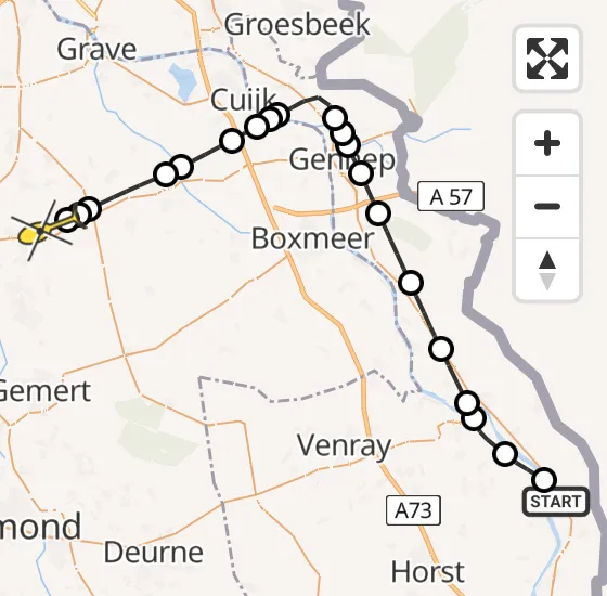 Vlucht Traumahelikopter PH-DOC van Arcen naar Vliegbasis Volkel op zondag 29 september 2024 2:32