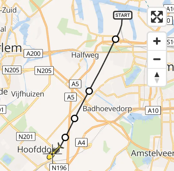 Vlucht Traumahelikopter PH-LLN van Amsterdam Heliport naar Hoofddorp op zondag 29 september 2024 6:46