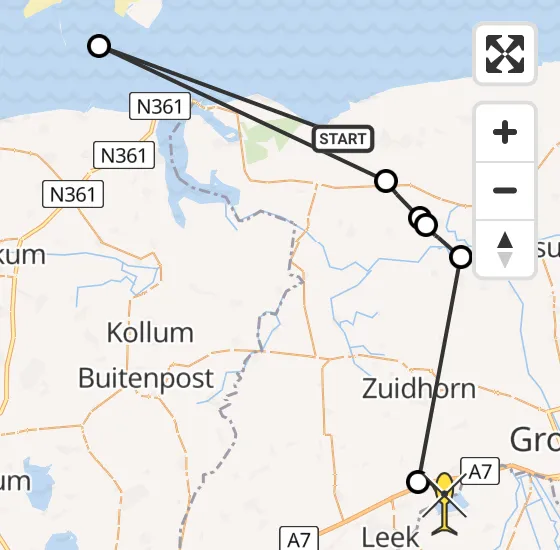 Vlucht Ambulancehelikopter PH-OOP van Hornhuizen naar Nietap op zondag 29 september 2024 10:25