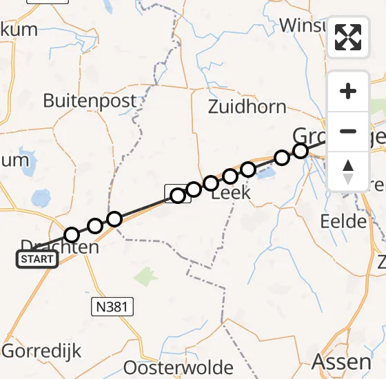 Vlucht Traumahelikopter PH-TTR van Drachten naar Universitair Medisch Centrum Groningen op zondag 29 september 2024 11:06