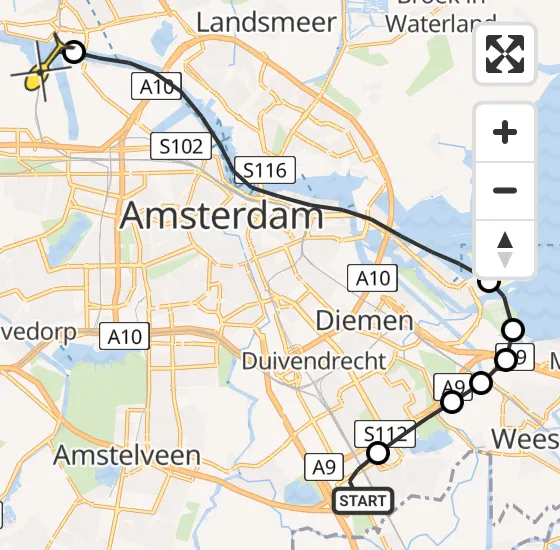 Vlucht Traumahelikopter PH-LLN van Academisch Medisch Centrum (AMC) naar Amsterdam Heliport op zondag 29 september 2024 11:26