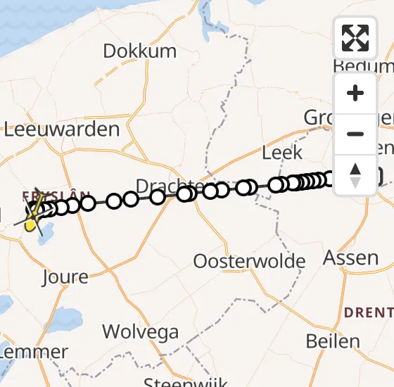 Vlucht Traumahelikopter PH-TTR van Groningen Airport Eelde naar Sibrandabuorren op zondag 29 september 2024 11:57