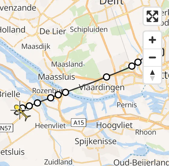 Vlucht Traumahelikopter PH-HVB van Rotterdam The Hague Airport naar Vierpolders op zondag 29 september 2024 12:42