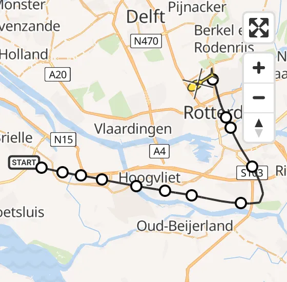 Vlucht Traumahelikopter PH-HVB van Vierpolders naar Rotterdam The Hague Airport op zondag 29 september 2024 12:59