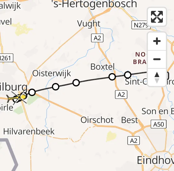 Vlucht Traumahelikopter PH-DOC van Sint-Oedenrode naar Tilburg op zondag 29 september 2024 13:03