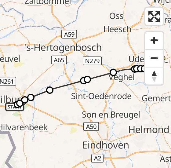 Vlucht Traumahelikopter PH-DOC van Tilburg naar Vliegbasis Volkel op zondag 29 september 2024 13:39