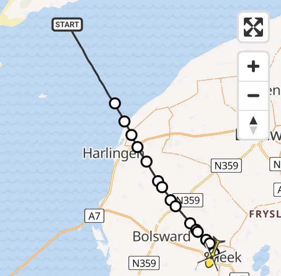 Vlucht Ambulancehelikopter PH-OOP van Formerum naar Sneek op zondag 29 september 2024 14:10