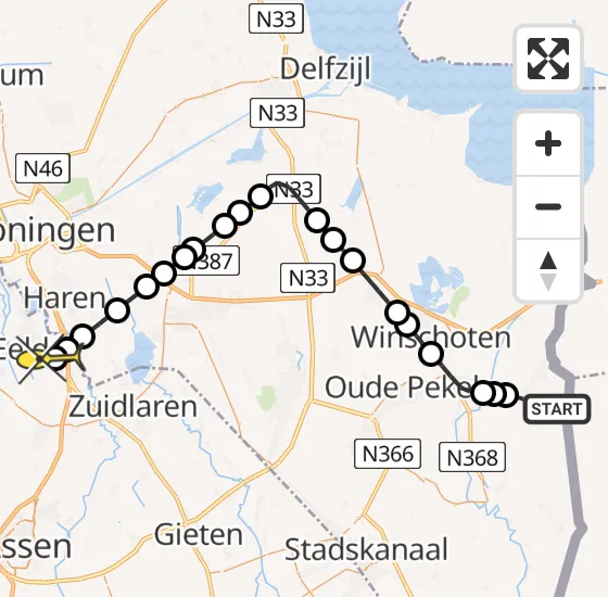 Vlucht Traumahelikopter PH-TTR van Bellingwolde naar Groningen Airport Eelde op zondag 29 september 2024 15:09