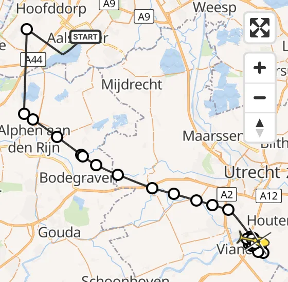 Vlucht Politiehelikopter PH-PXA van Aalsmeer naar Tull en 't Waal op zondag 29 september 2024 15:42