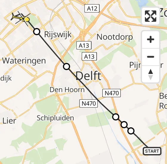 Vlucht Traumahelikopter PH-HVB van Rotterdam The Hague Airport naar Den Haag op zondag 29 september 2024 16:14