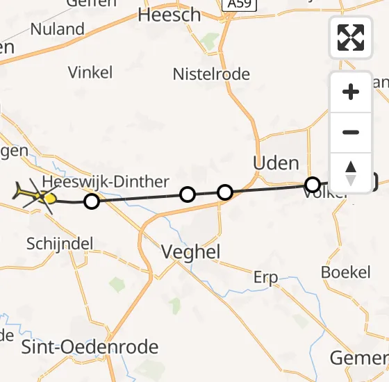 Vlucht Traumahelikopter PH-DOC van Vliegbasis Volkel naar Schijndel op zondag 29 september 2024 16:28