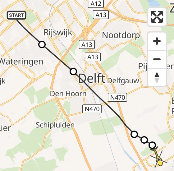 Vlucht Traumahelikopter PH-HVB van Den Haag naar Rotterdam The Hague Airport op zondag 29 september 2024 16:49