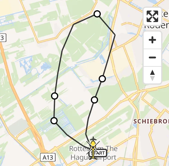 Vlucht Traumahelikopter PH-HVB van Rotterdam The Hague Airport naar Rotterdam The Hague Airport op zondag 29 september 2024 19:07