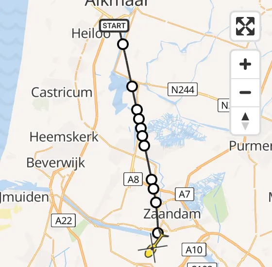 Vlucht Traumahelikopter PH-LLN van Alkmaar naar Amsterdam Heliport op zondag 29 september 2024 20:06