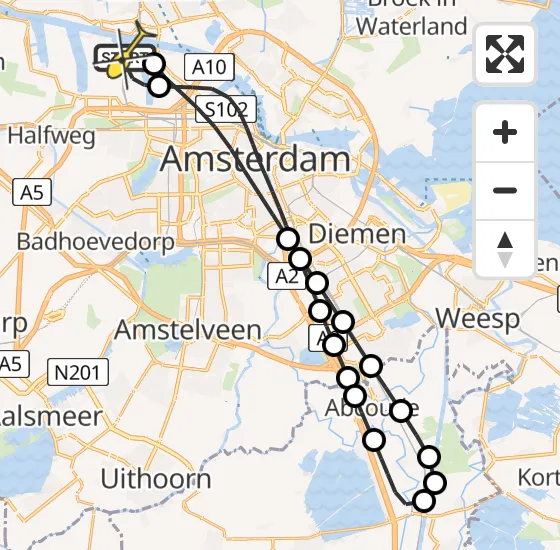 Vlucht Traumahelikopter PH-LLN van Amsterdam Heliport naar Amsterdam Heliport op zondag 29 september 2024 20:15